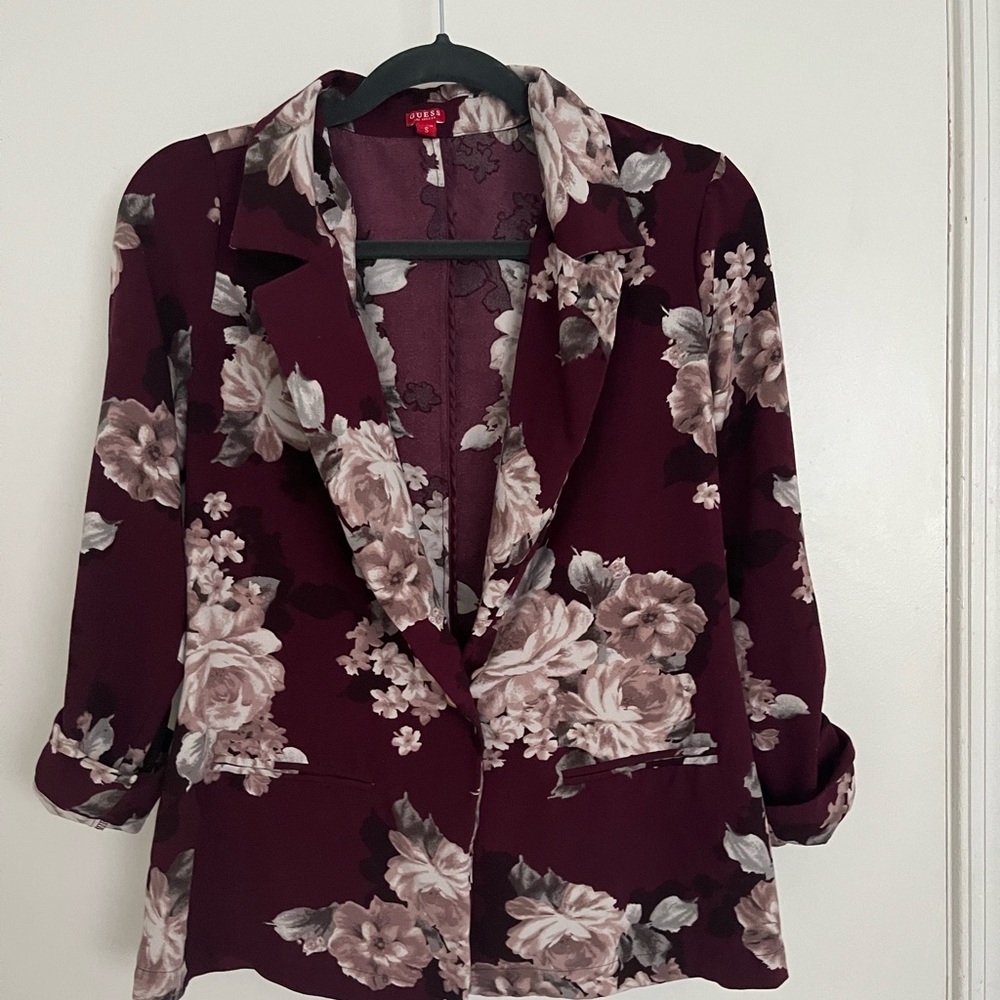 Guess womens purple floral blazer size small